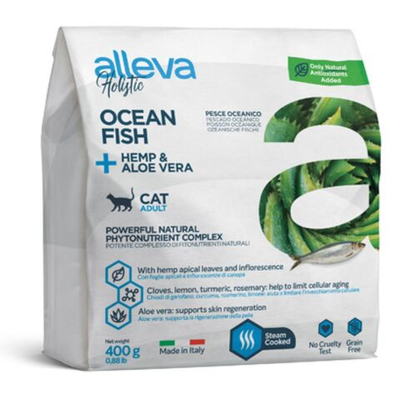 Корм Аллева Холистик Holistic Ocean Fish + Hemp & Aloe vera для взрослых кошек, с океанической рыбой и алоэ вера,400г