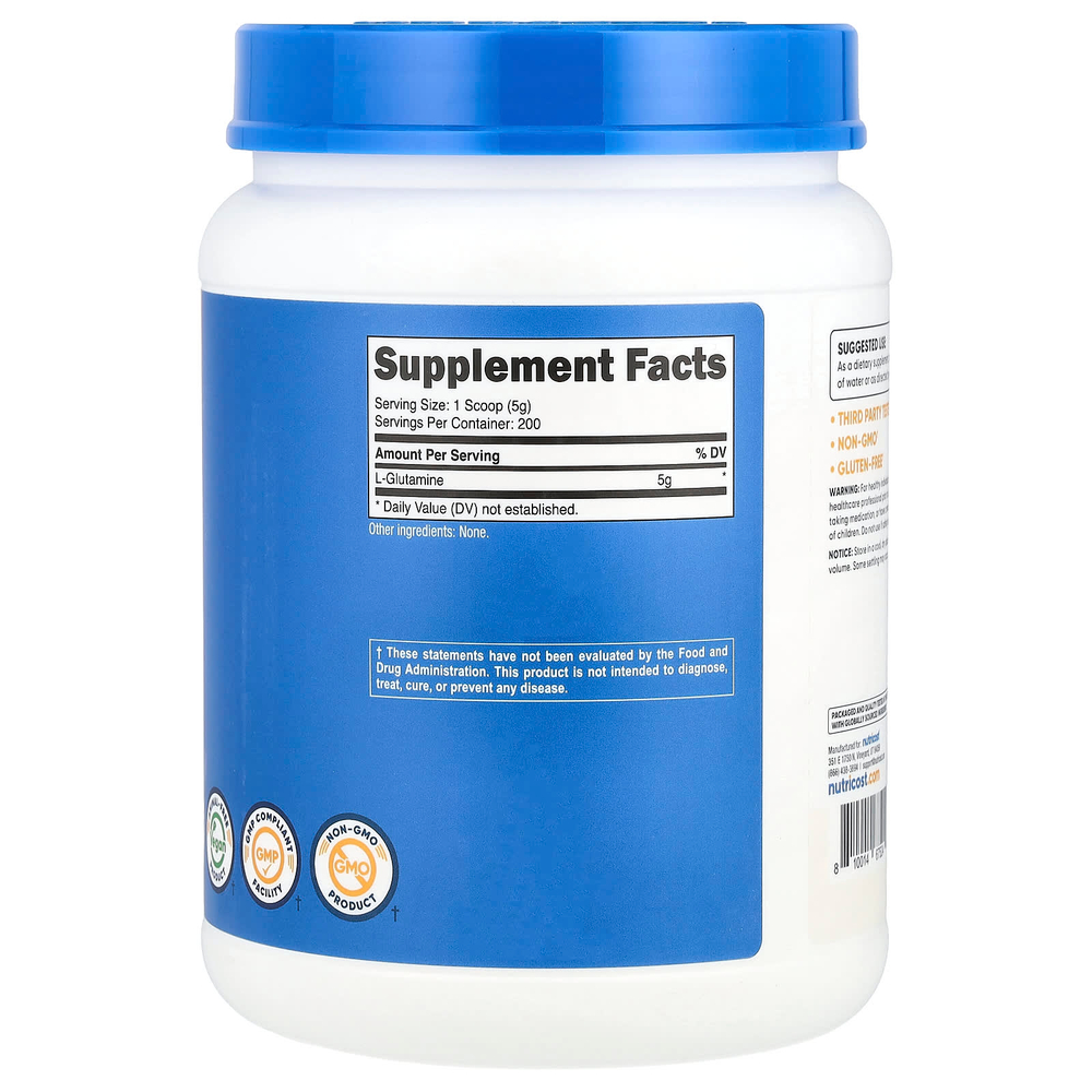 Nutricost, L-глютамин, без вкусовых добавок, 1 кг (35,7 унции)