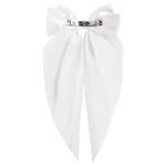Заколка для волос баретте с бантом и широкими длинными хвостиками, белый, MONTE VITA, 457114