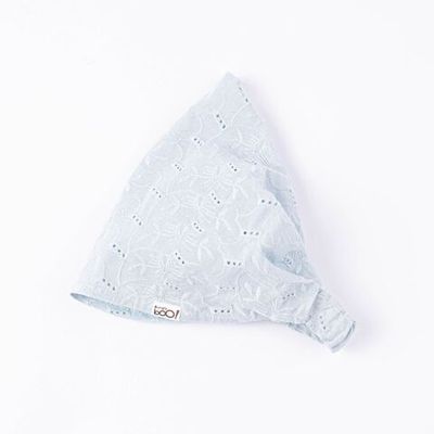 Cotton embroidered kerchief with elastic band - Aqua