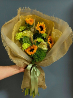 Букет "Сельский" из Дуантусов, Гелиантуса, Брассика