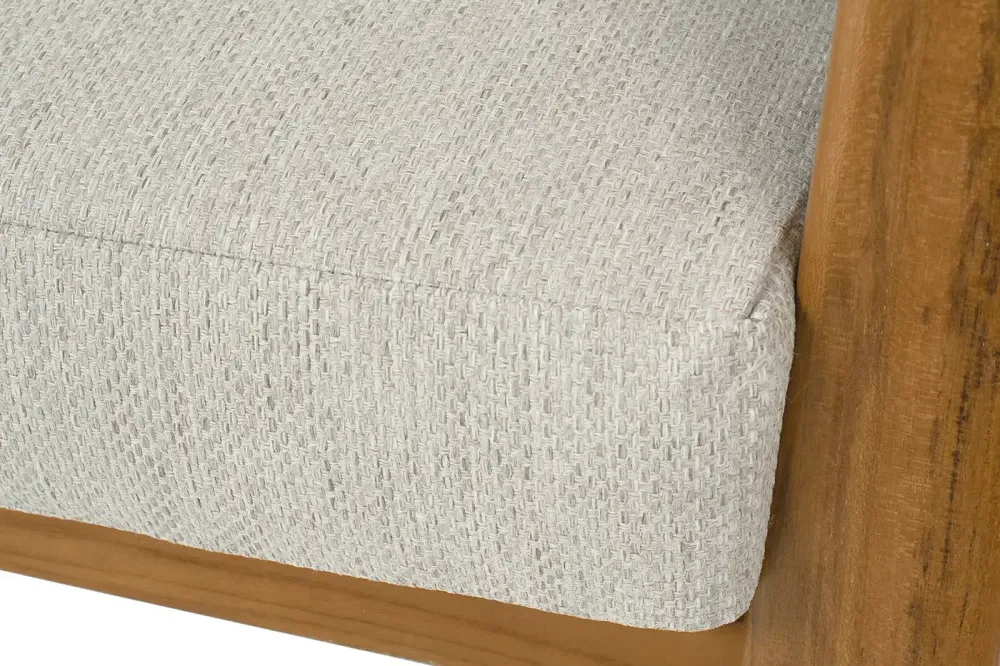 "Сидней" диван 3-местный плетеный из роупа, основание тик, каркас алюминий бежевый, роуп бежевый, ткань бежевая