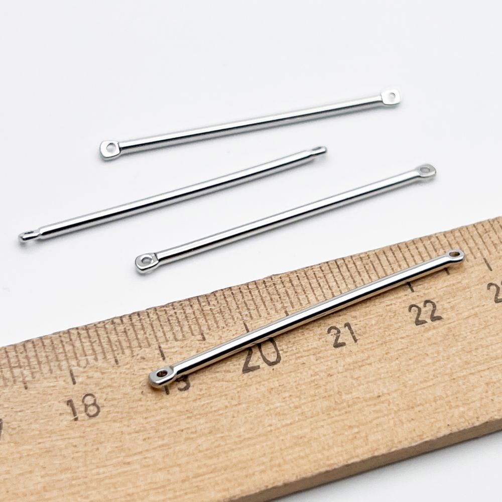 Коннектор Палочка, цвет серебро (родий), размер 40 мм, толщина 1,6 мм, цена за 1 шт