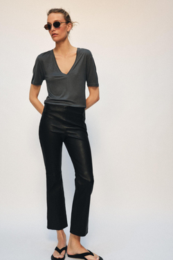 ZARA ФУТБОЛКА С V-ОБРАЗНЫМ ВЫРЕЗОМ, ТЕМНЫЙ СВИНЕЦ