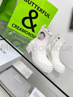 Женские белые кожаные ботильоны Dior Symbol (Диор) люкс класса