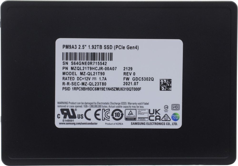 SSD Samsung MZQL21T9HCJR-00A07 1920 ГБ SSD Samsung MZQL21T9HCJR-00A07 1920 ГБ