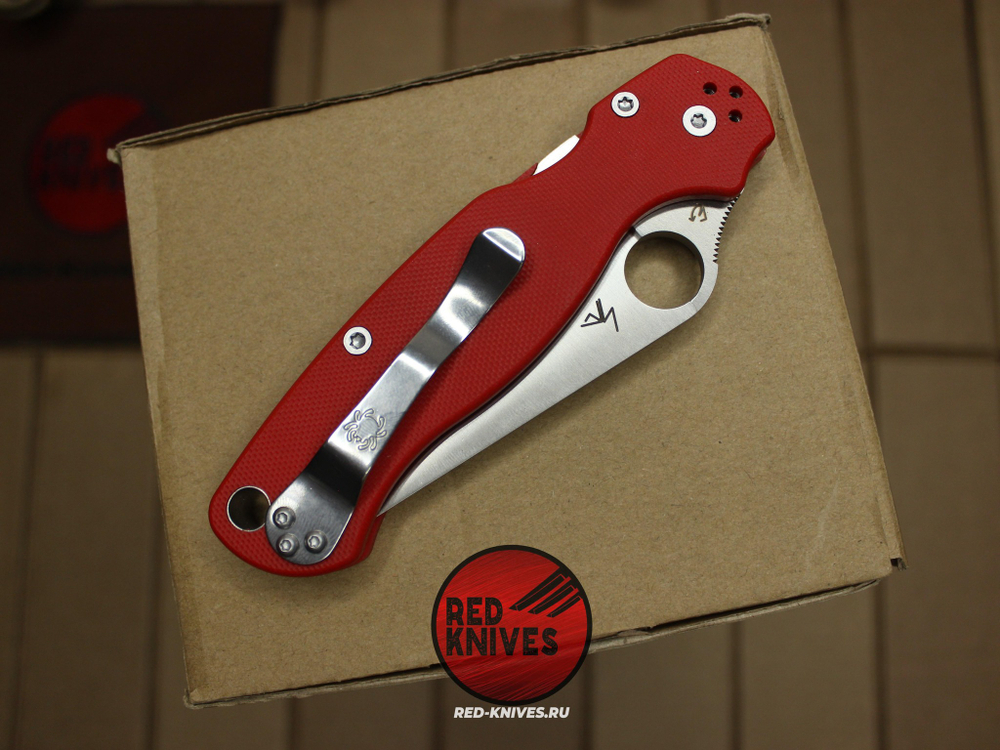 Нож Spyderco Paramilitary 2 G10 - красная рукоять, клинок сатин RK/469