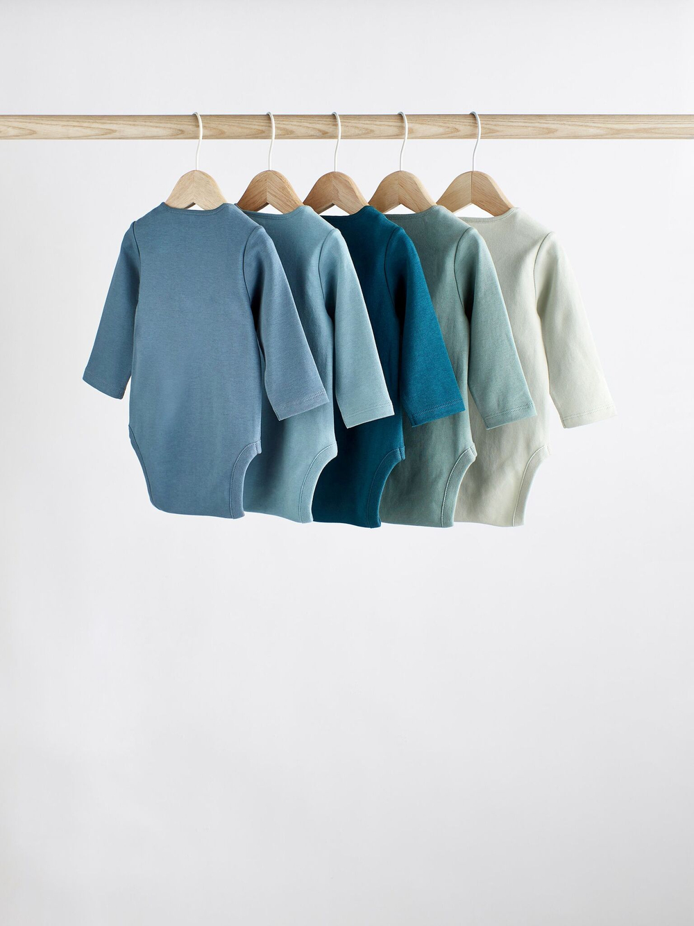 Боди с длинным рукавом для малышей Next 239-691, 5 шт., Синий, Светло-зеленый