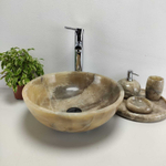 Каменная раковина из оникса Bowl Grey Small TinLip BO-01033 (40*40*15)