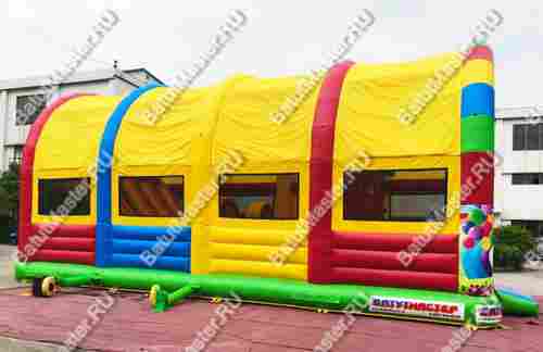 Надувной батут "Страна Сафария" с крышей и высокими горками 12*6*6 м