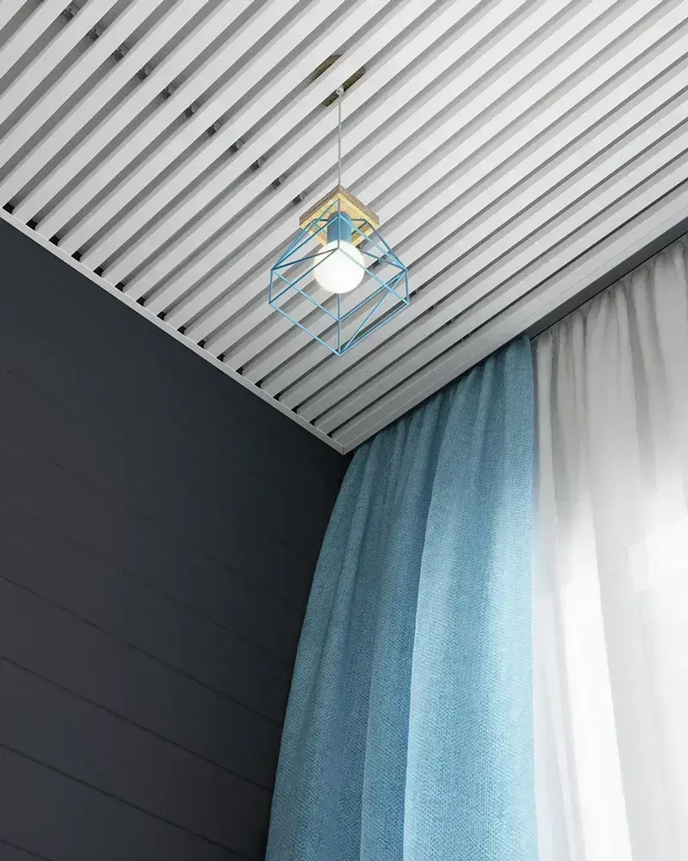 Комплект 1,7х1,7м кубообразного реечного алюминиевого потолка CESAL AR C 30/27 Белый матовый (для ванной, входных групп, санузлов и лоджий)