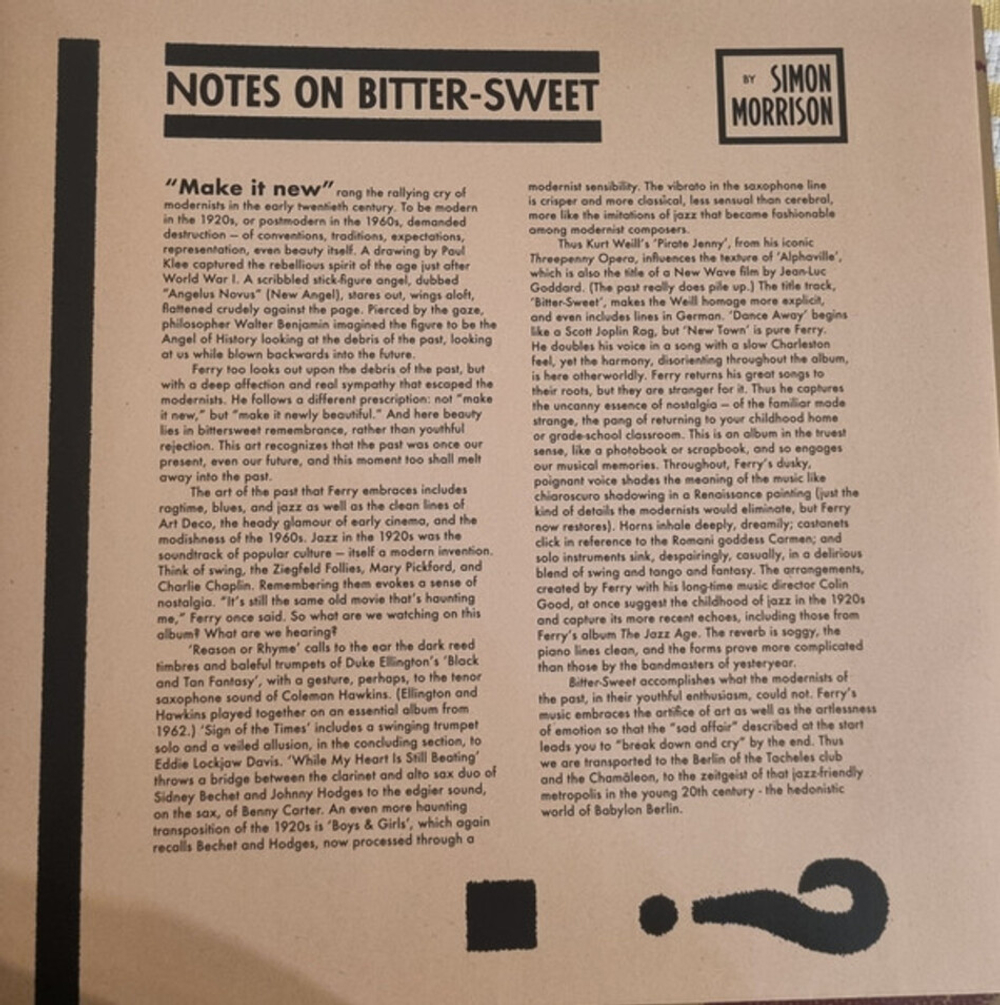 Bryan Ferry and His Orchestra / Bitter-Sweet (Limited Edition)(Coloured Vinyl)(LP)