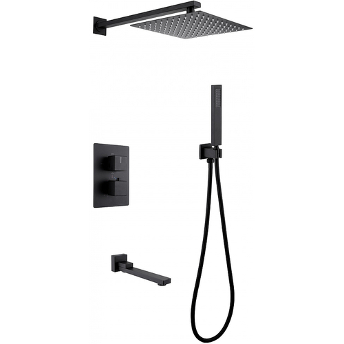 Душевая система Abber Daheim AF8250B с термостатом Черная матовая