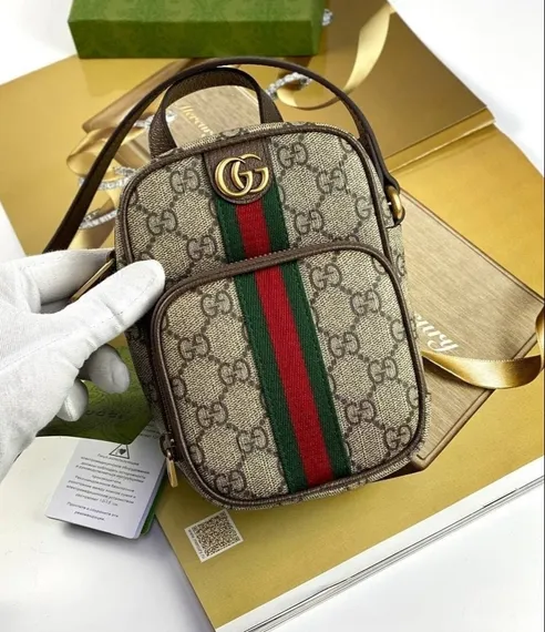 Мини-сумка Gucci Ophidia коричневый