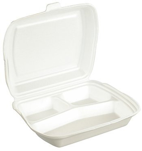 Ланч-бокс ВПС, 3-секции, 225х150х(40+40) мм, белый, 100 штук