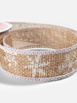 Лента текстильная с рисунком Снежинки 24 мм