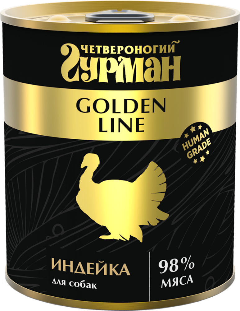 Корм консервированный для собак Четвероногий гурман &quot;Golden line Индейка&quot;, 340 г