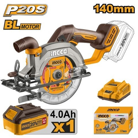 Пила циркулярная аккумуляторная INGCO CSLI14021 Li-Ion 20B