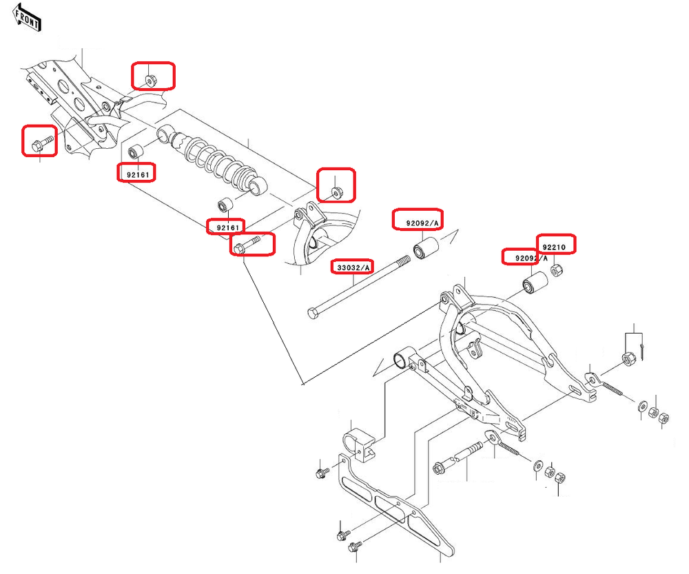 KLX110 rear suspension repair kit buy OEM spare parts from Thailand