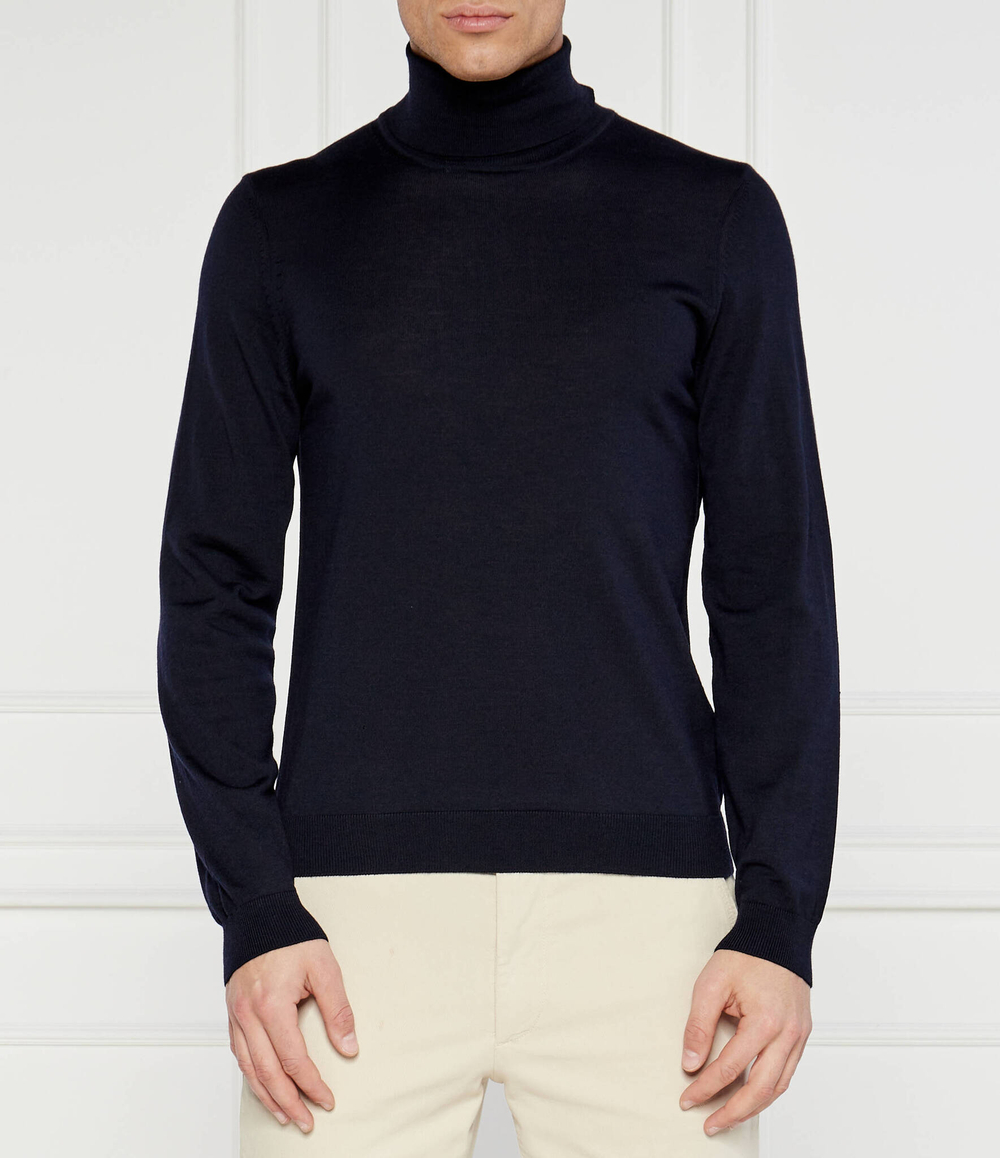 Хлопковый гольф musso-p BOSS BLACK - темно-синий(50468262)