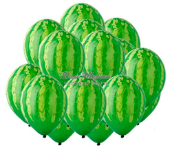 Латексные шары с принтом арбуза зеленого цвета
