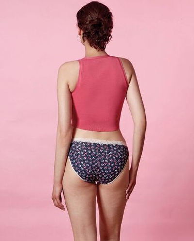 Набор из 2 трусиков-слипов Coquettes Haru - бежевых и синих в цветочек (Размер: XL) (Цвет: разноцветный)