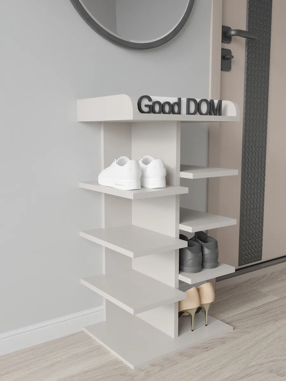 Обувница напольная высокая деревянная в прихожую