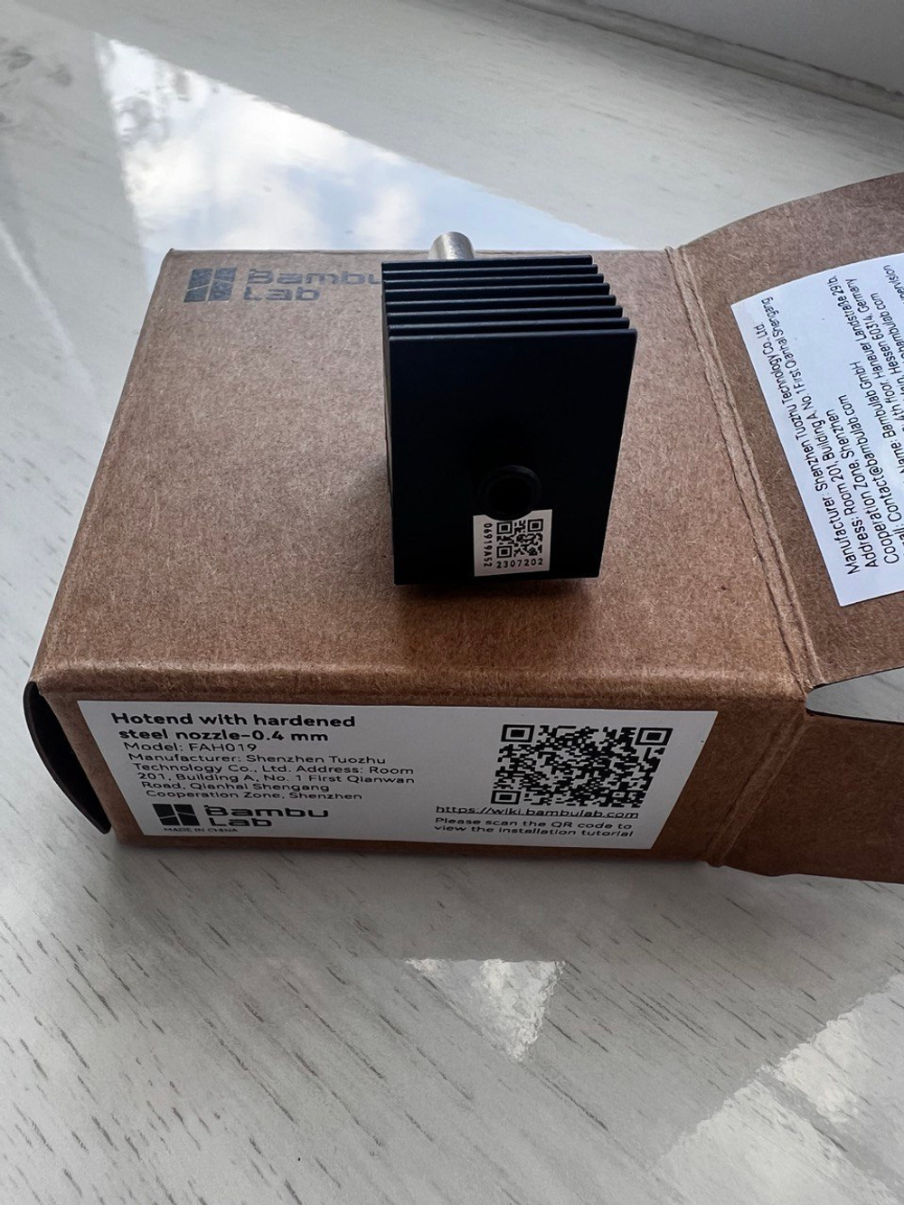 Хотэнд с соплом 0,4 мм из закаленной стали для 3Д принтера Bambu Lab A1/A1 mini FAH019