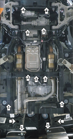 Защита алюминиевая 5 мм Dodge Ram 1500 TRX;V=6,2; 4WD; с 2021 г.в. MOTODOR.32908
