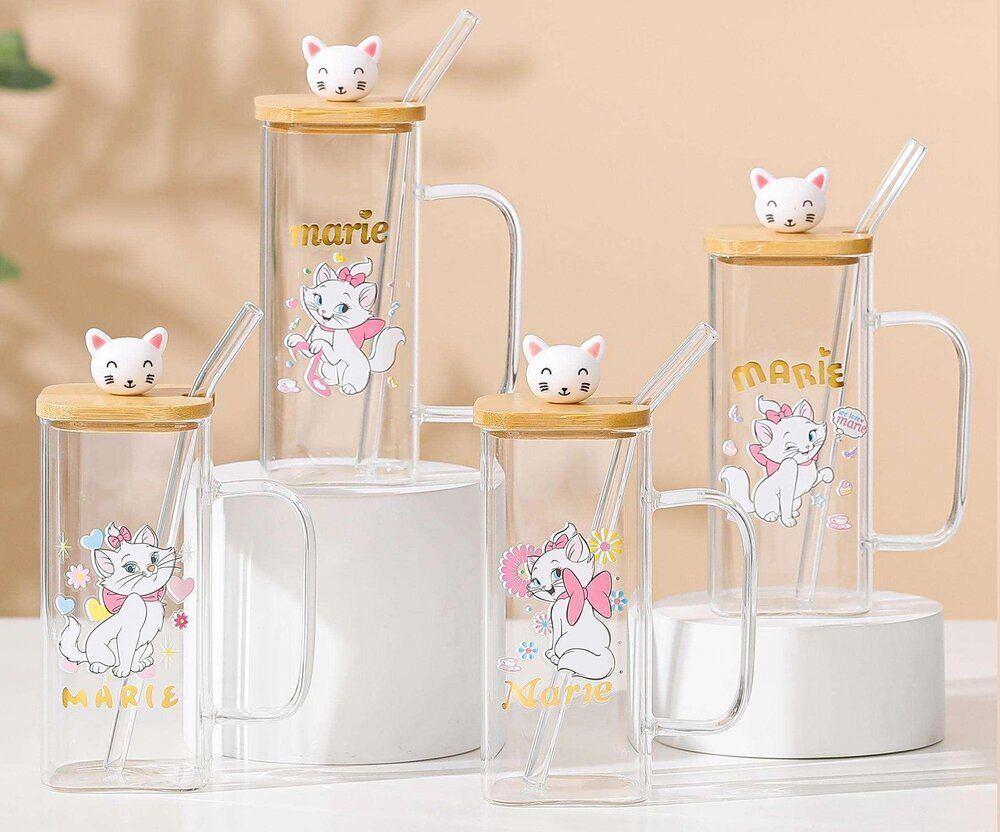 GAEM Кружка с крышкой и трубочкой, 350 мл, L10 W6 H17,5 см, 4в.