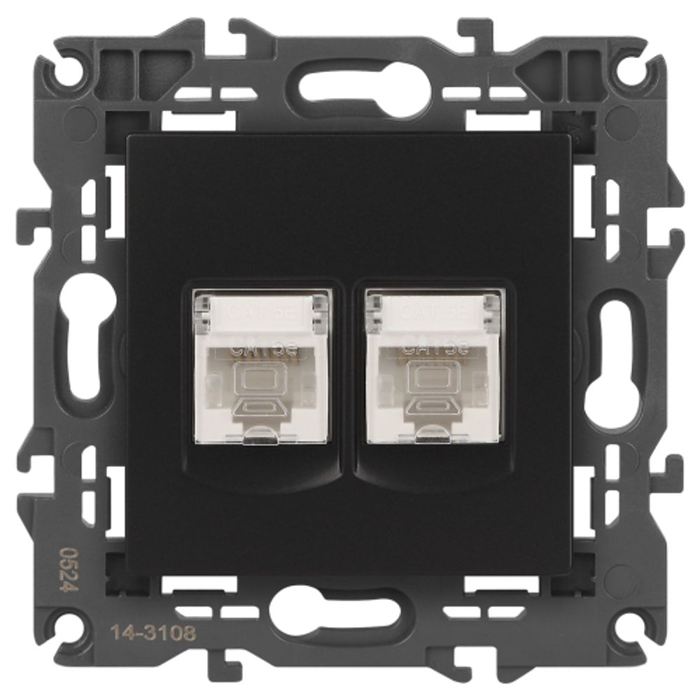 Розетка ЭРА Elegance 14-3108-05 информационная двойная 2хRJ45 IP20 антрацит