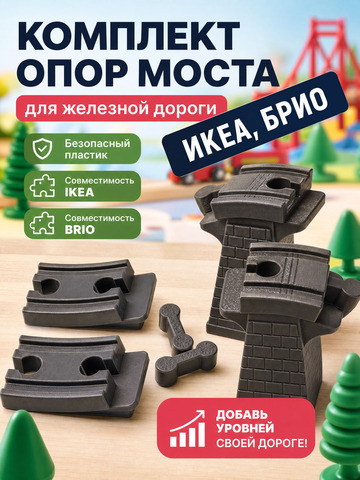 Мост для деревянной железной дороги IKEA (ИКЕЯ), BRIO (Брио), серый