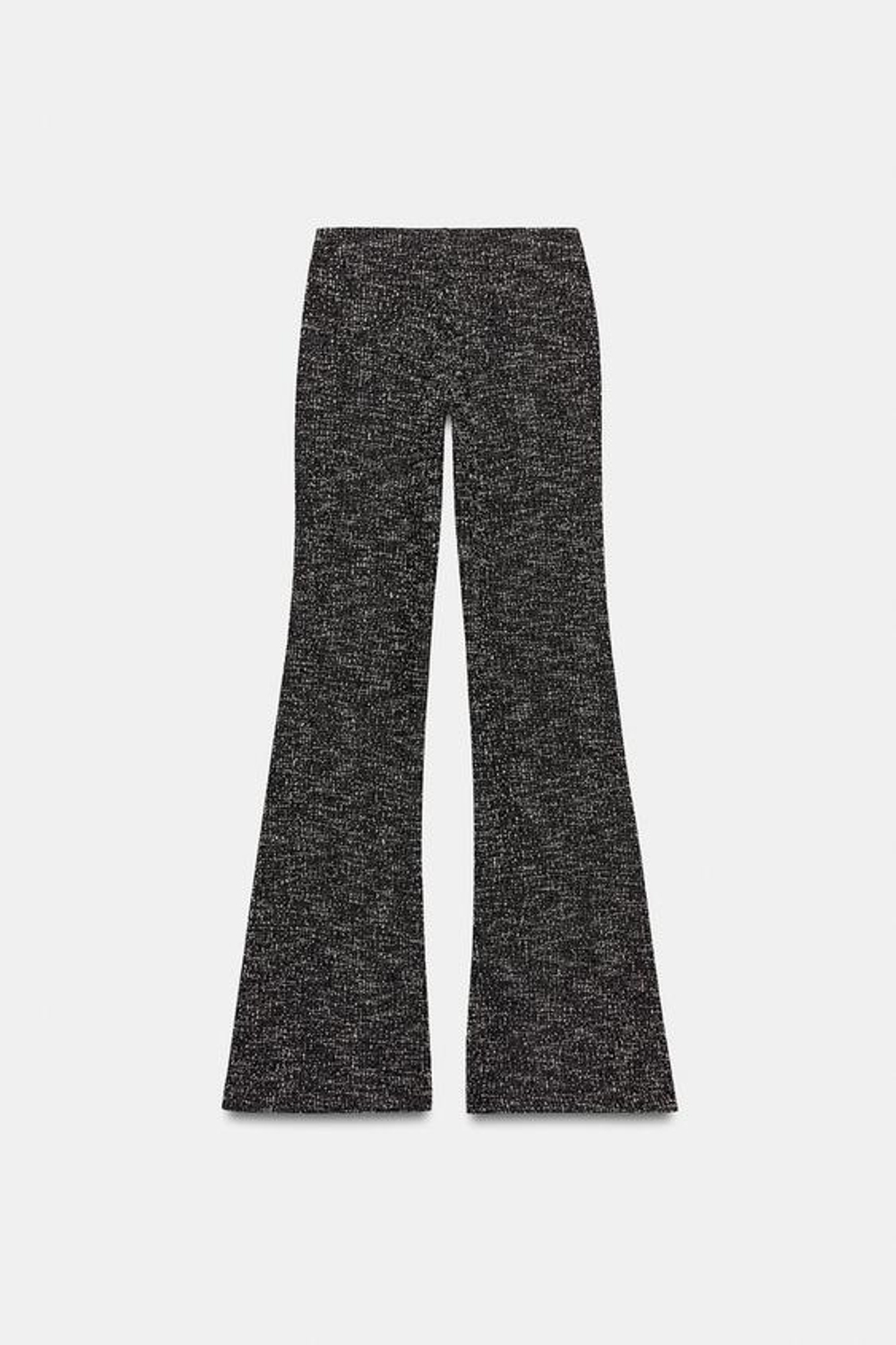 ZARA БРЮКИ FLARE С РЕЛЬЕФНОЙ СТРУКТУРОЙ, ЧЕРНЫЙ/БЕЛЫЙ