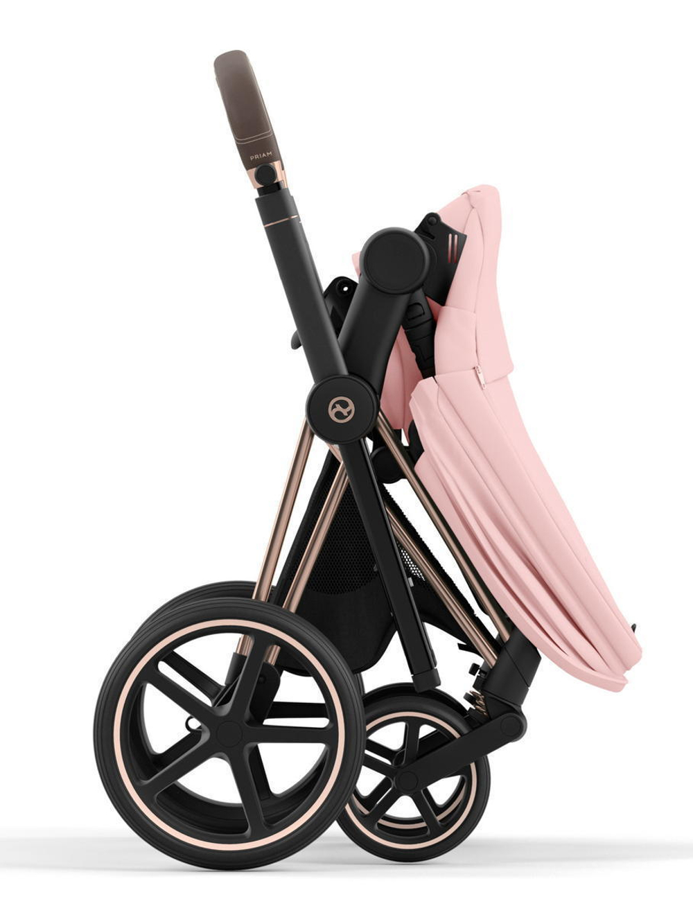 Коляска 3 в 1 Cybex Priam IV Rosegold complete и автокресло Aton B2 i-Size Bay Blue Peach Pink