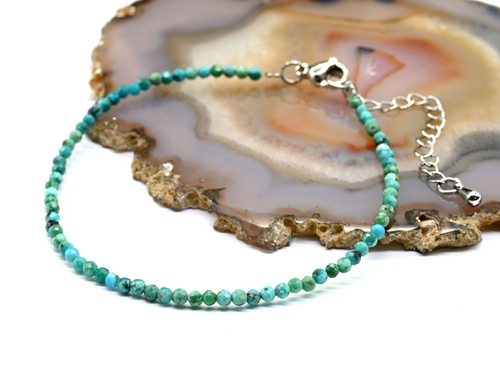 Браслет из бирюзы шарик граненый 2 мм., 18 см