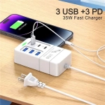Удлинитель сетевой, с 3 USB + 3 PD розетки