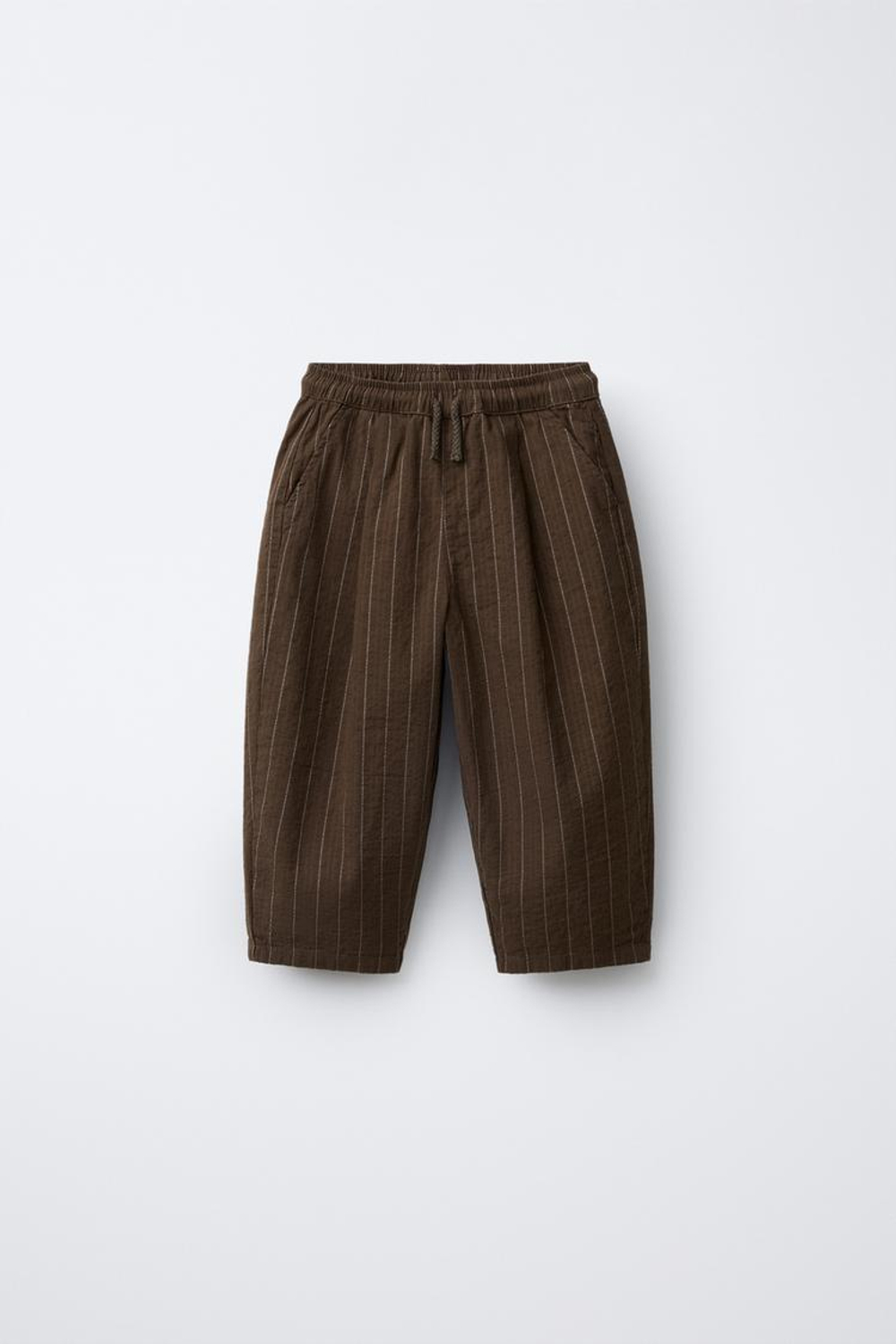 ZARA БРЮКИ В ПОЛОСКУ, КОРИЧНЕВЫЙ