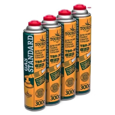 Баллон газовый резьбовой Tourist Standard 300г, комплект 4шт.