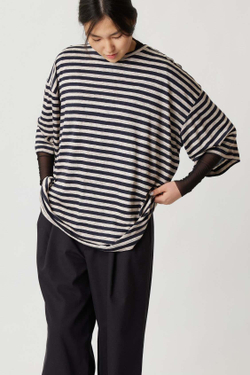 Огромная футболка в полоску "меланж"