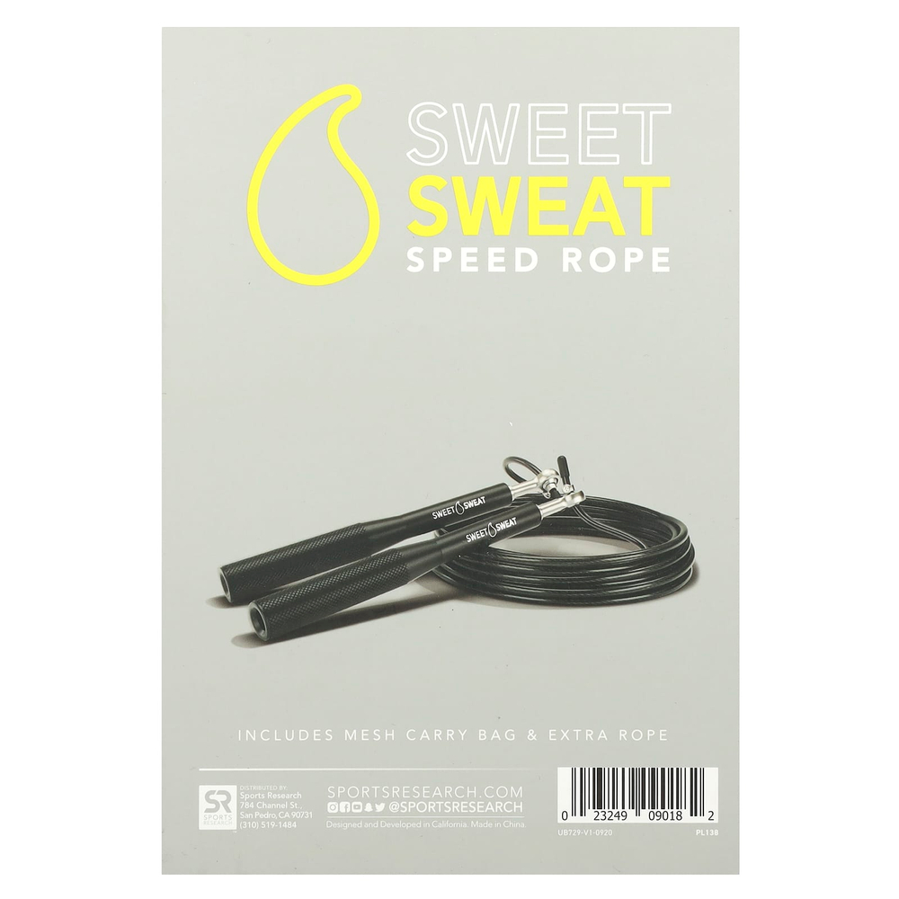 Sports Research, Скакалка Sweet Sweat Speed, черная, 1 скакалка