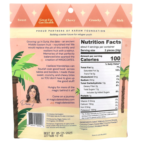 MAGICDATES, Original Snack Bites, торт с кокосовым кремом, 100 г (3,5 унции)