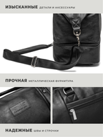 Дорожная сумка с двойным дном (Черная экокожа)