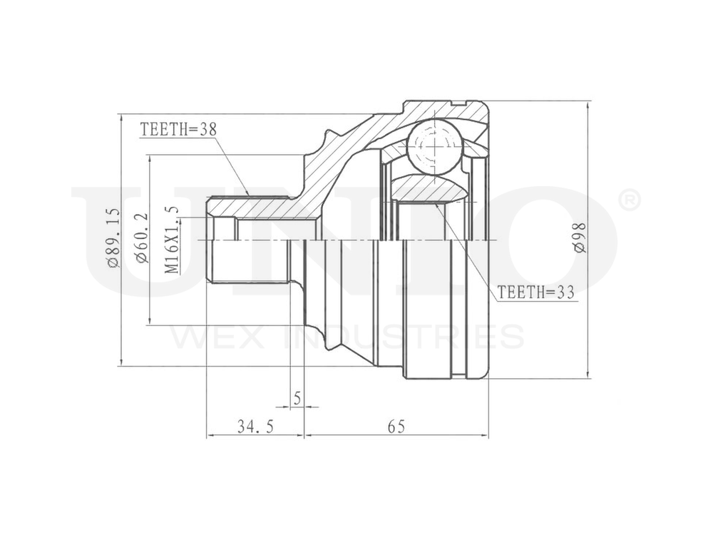 ШРУС внешний UNIO CVJ-20034