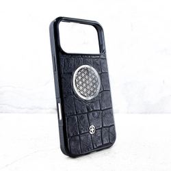 Купить Чехол iPhone 17 pro max натуральная кожа сакральная геометрия цветок жизни - Euphoria HM Premium