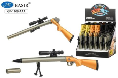 Ручка шарик. 0,38мм. синий "Ружье" цветной корпус, длина корпуса 19,5см, ассорти (Basir)