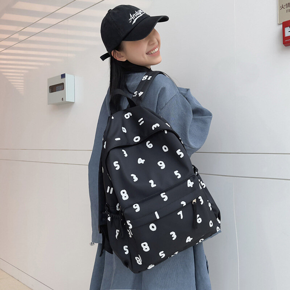 Рюкзак женский мужской школьный, для студентов молодежный, черный