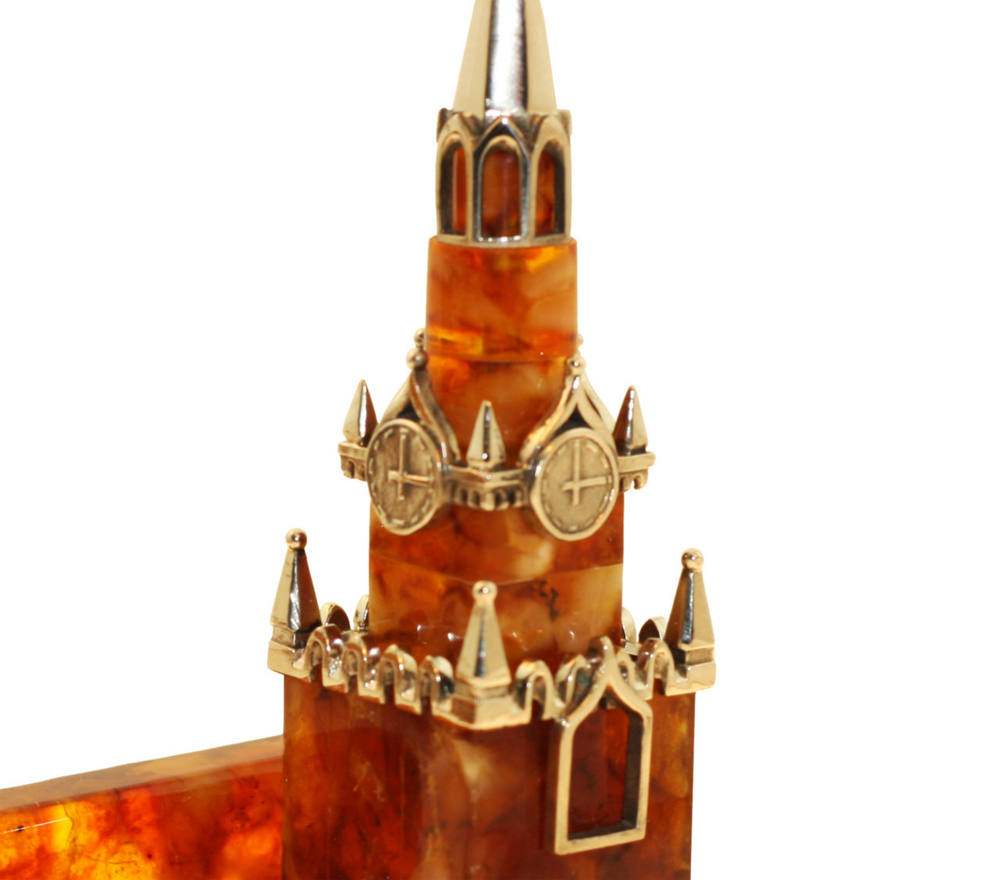 Визитница настольная "Кремль" из янтаря