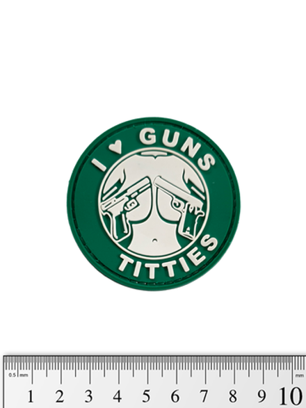 Шеврон I Love Guns & Titties PVC 6см. Олива