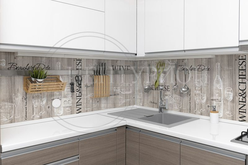 Кухонный фартук Вино и сыр (Ф-120) 3000х600 мм