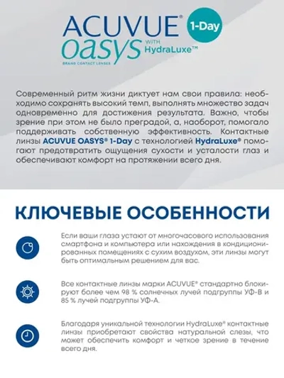 Однодневные контактные линзы Acuvue Oasys 1-Day (комплект 180 линз)